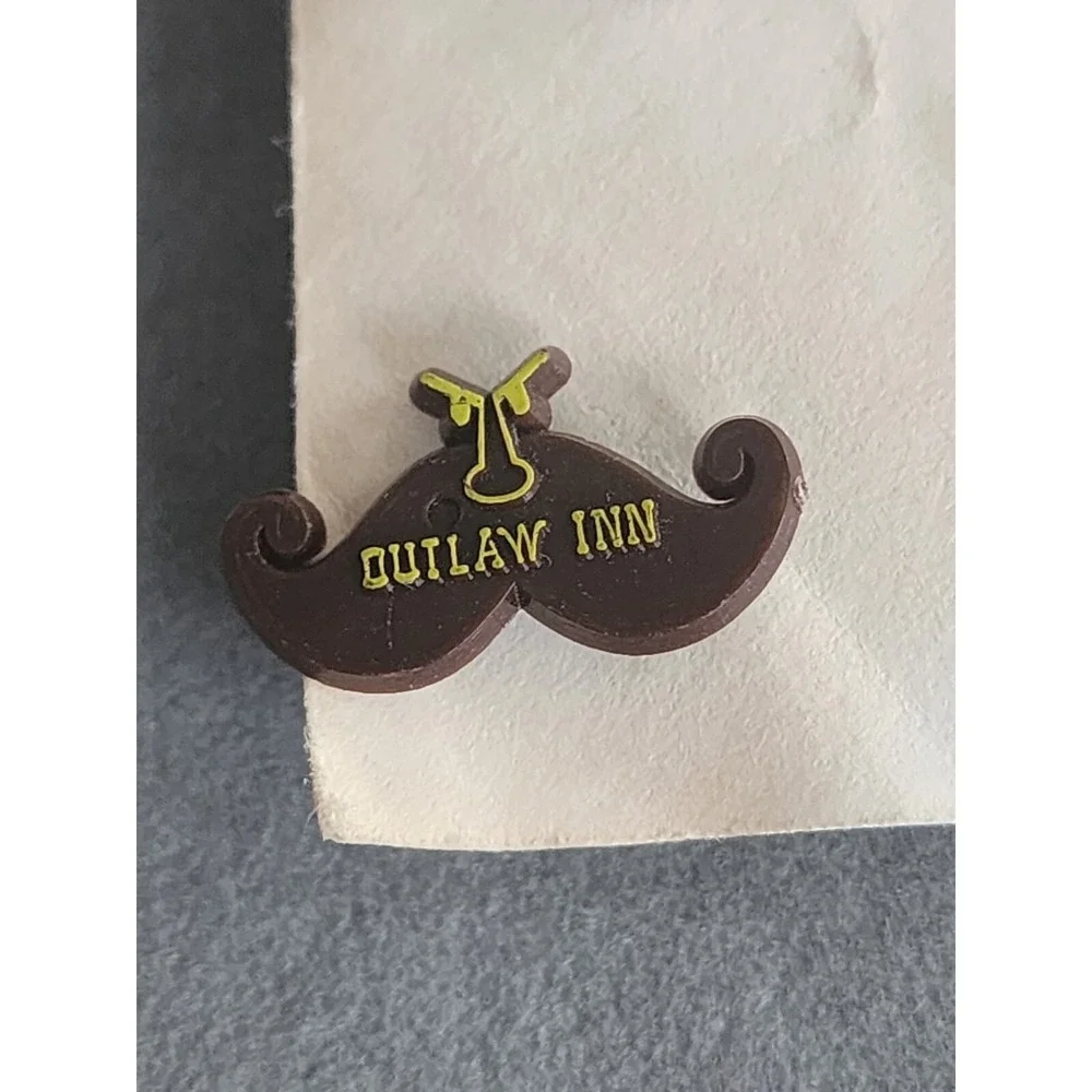 Vintage OUTLAW INN Mustache Lapel Pin Hat Pin Tie Tack Button FREE $HIPPING!!